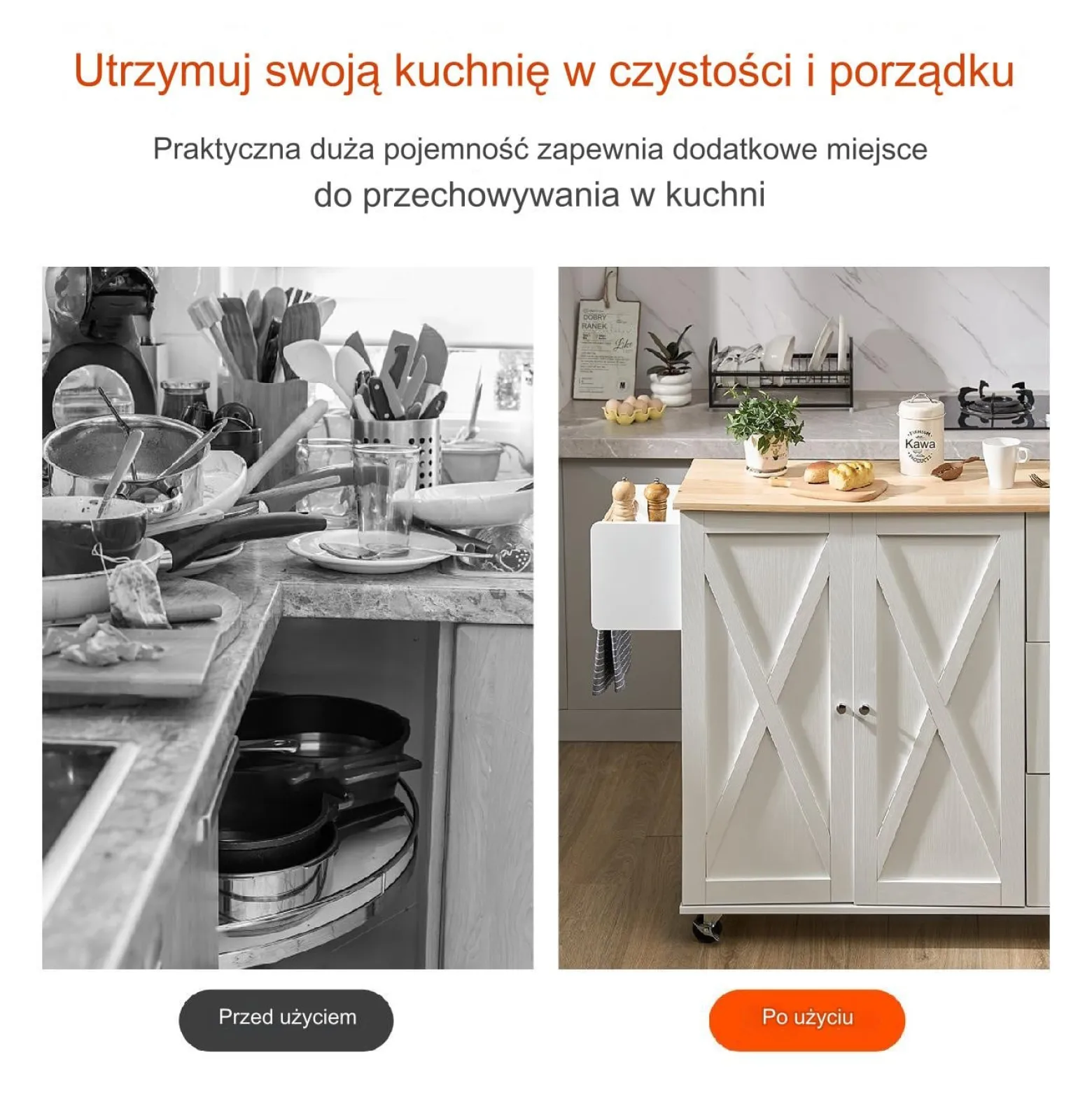Wyspa kuchenna stół barowy regał szafka kredens na kółkach 143x68 cm