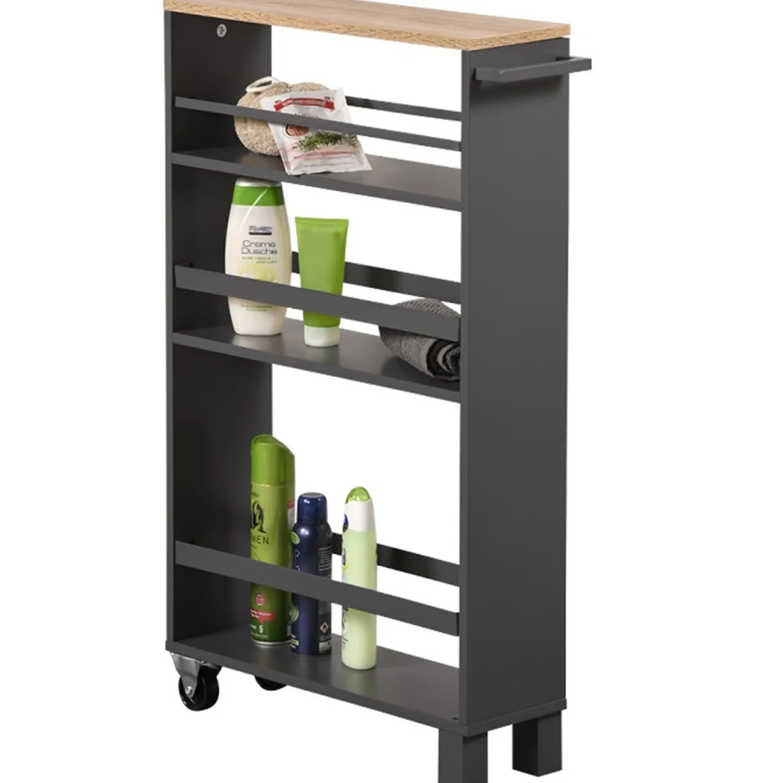 Wózek kuchenny z półkami 240x200x750 mm ciemnoszary brązowy mobilny