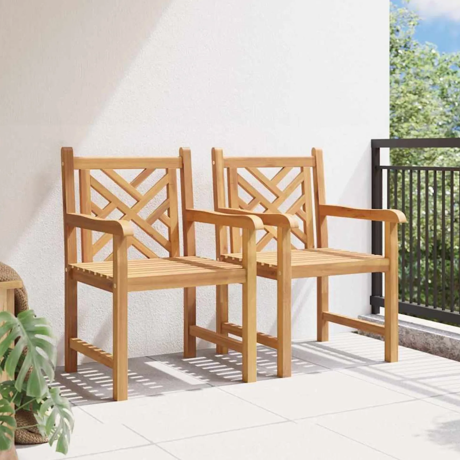 2x Krzesło Ogrodowe Drewniane Siedzisko Na Taras Balkon Ogród