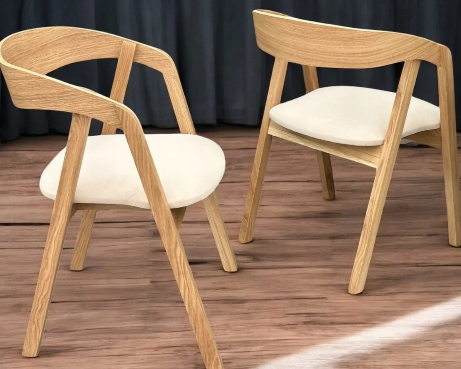 6 x Dębowe krzesło sztaplowane tapicerowane beż Salon Restauracja