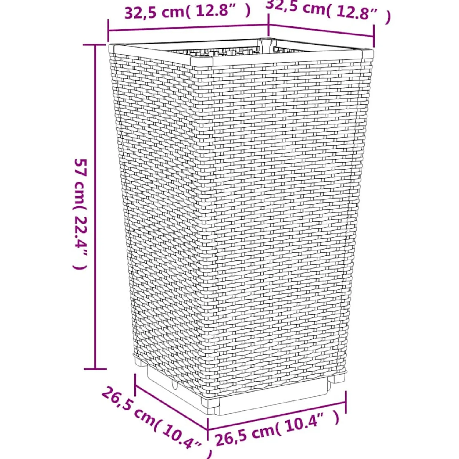 2x Donica Ogrodowa Szara Plastikowa Doniczka Na Ogród 32,5x32,5x57