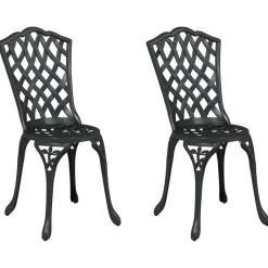 2x Krzesło Ogrodowe Aluminiowe Czarne Na Taras Balkon Ogród