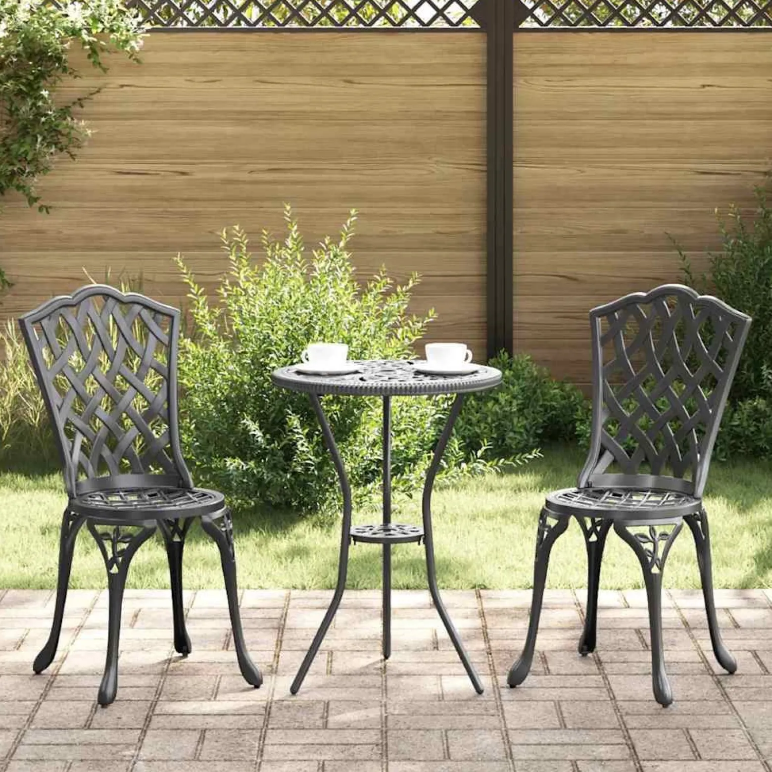 2x Krzesło Ogrodowe Aluminiowe Czarne Na Taras Balkon Ogród