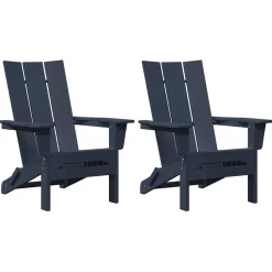 2x Krzesło Ogrodowe Granatowe Plastikowe Na Taras Balkon Ogród