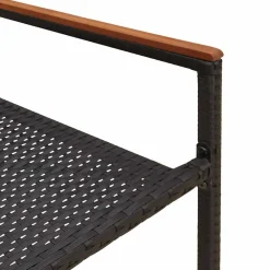 2x Krzesło Ogrodowe z Poduszkami Rattan Czarne Na Taras Balkon Ogród