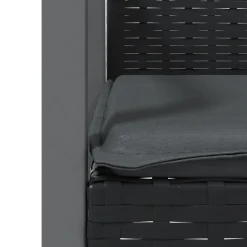 2x Krzesło Ogrodowe z Poduszkami Rattan Czarne Na Taras Balkon Ogród