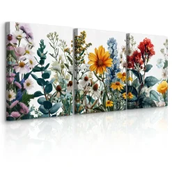 3x Obraz Set Kolorowe Polne Kwiaty Natura Rośliny 30x40cm