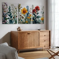 3x Obraz Set Kolorowe Polne Kwiaty Natura Rośliny 30x40cm