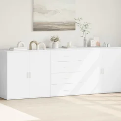 3x Szafka Biała 79x38x80 cm do Salonu Pokoju Sypialni