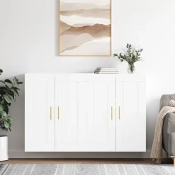 2x Szafka Biała 69.5x34x90 cm do Salonu Pokoju Sypialni