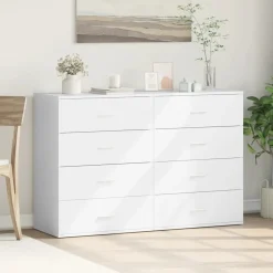 2x Szafka Biała z Drzwiami 60x39x80 cm do Salonu Pokoju Sypialni