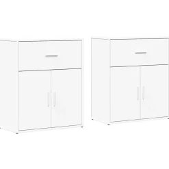 2x Szafka Biała z Drzwiami 60x31x70 cm do Salonu Pokoju Sypialni