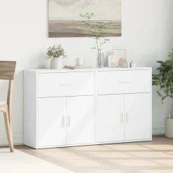 2x Szafka Biała z Drzwiami 60x31x70 cm do Salonu Pokoju Sypialni