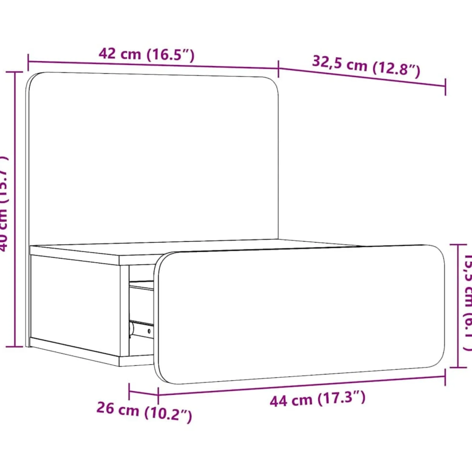 2x Szafka Nocna Biała Komoda Stolik Nocny Do Sypialni 44 x 32.5 x 40 cm