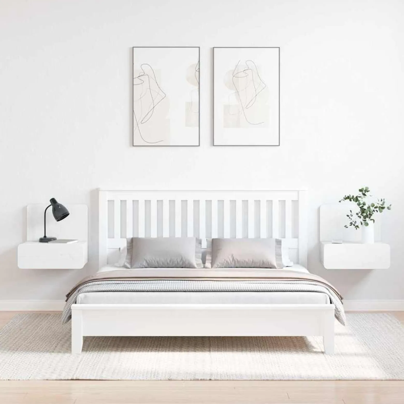 2x Szafka Nocna Biała Komoda Stolik Nocny Do Sypialni 44 x 32.5 x 40 cm
