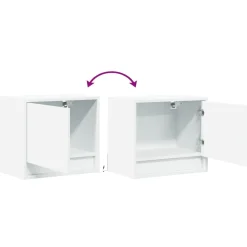 2x Szafka Nocna Biała z Szufladą Wisząca z LED Do Sypialni 45x31x40,5 cm