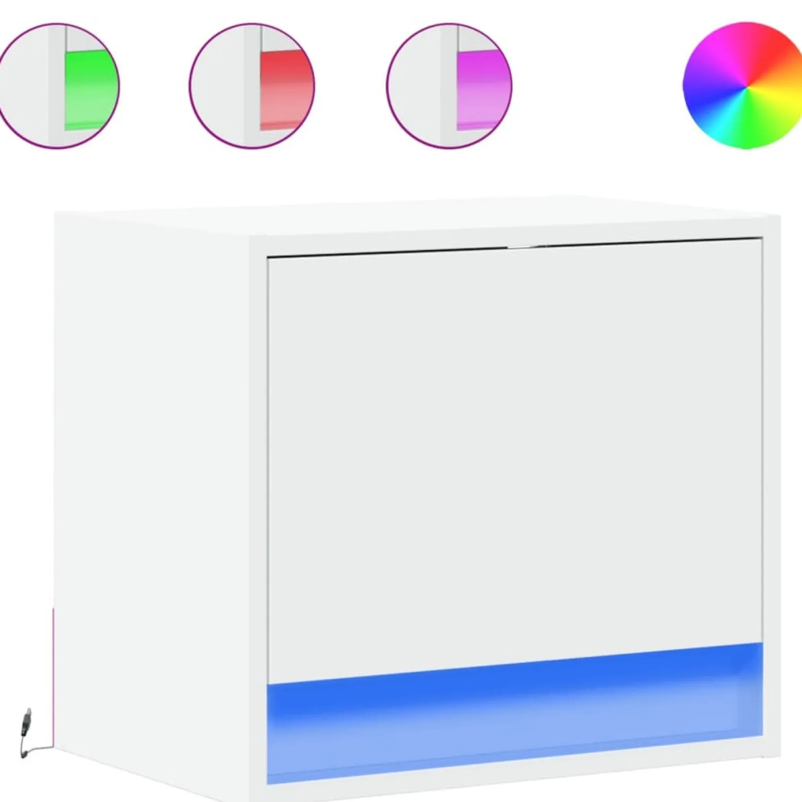 2x Szafka Nocna Biała z Szufladą Wisząca z LED Do Sypialni 45x31x40,5 cm