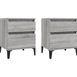 2x Szafka Nocna Komoda Szara Stolik Półka Nocna Do Sypialni 40x35x50 cm