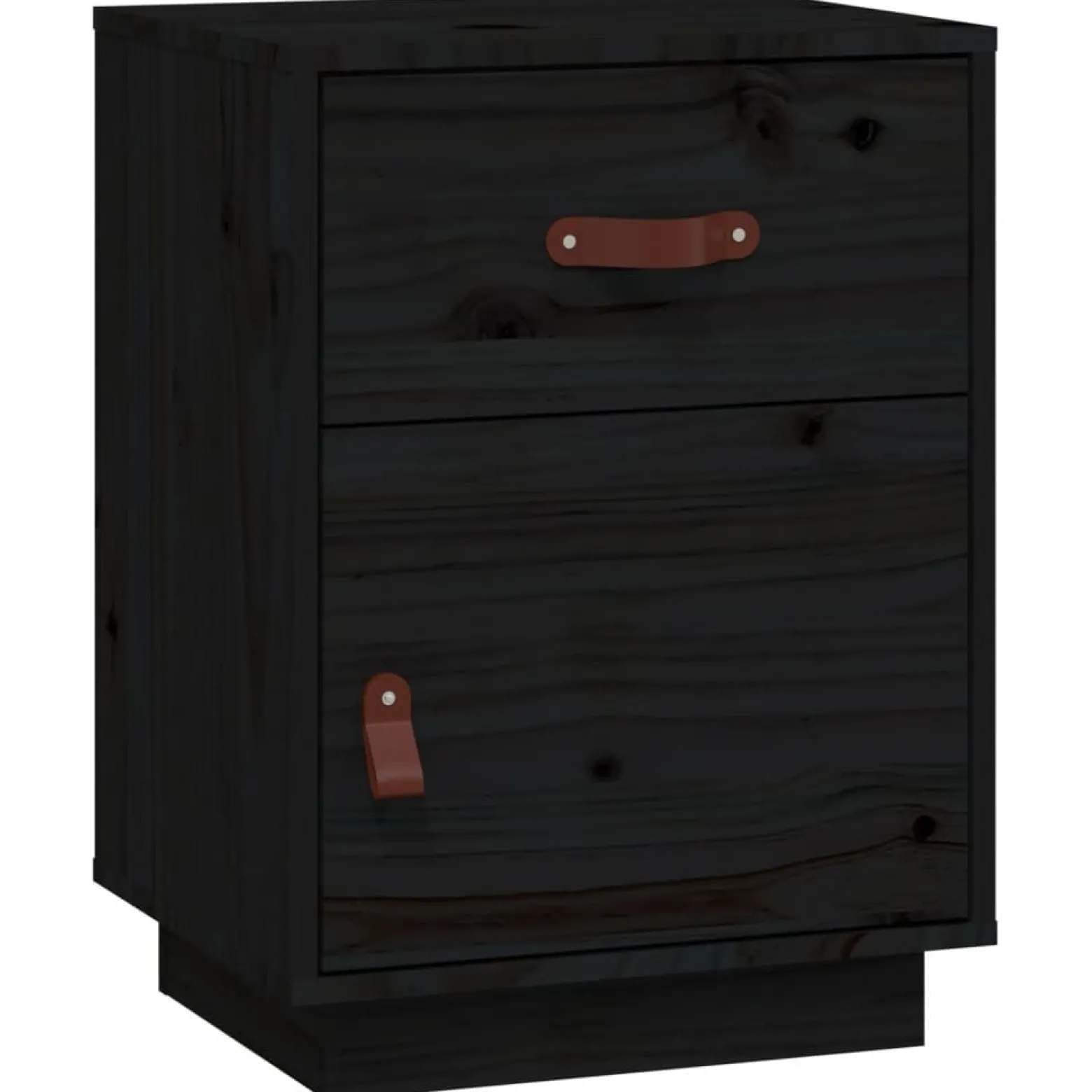 2x Szafka Nocna Stolik Czarna z Szufladą z Drzwiami Do Sypialni 40x34x55 cm