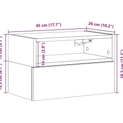 2x Szafka Nocna Stolik Czarna z Szufladą Wisząca Do Sypialni 45x26x28,5 cm