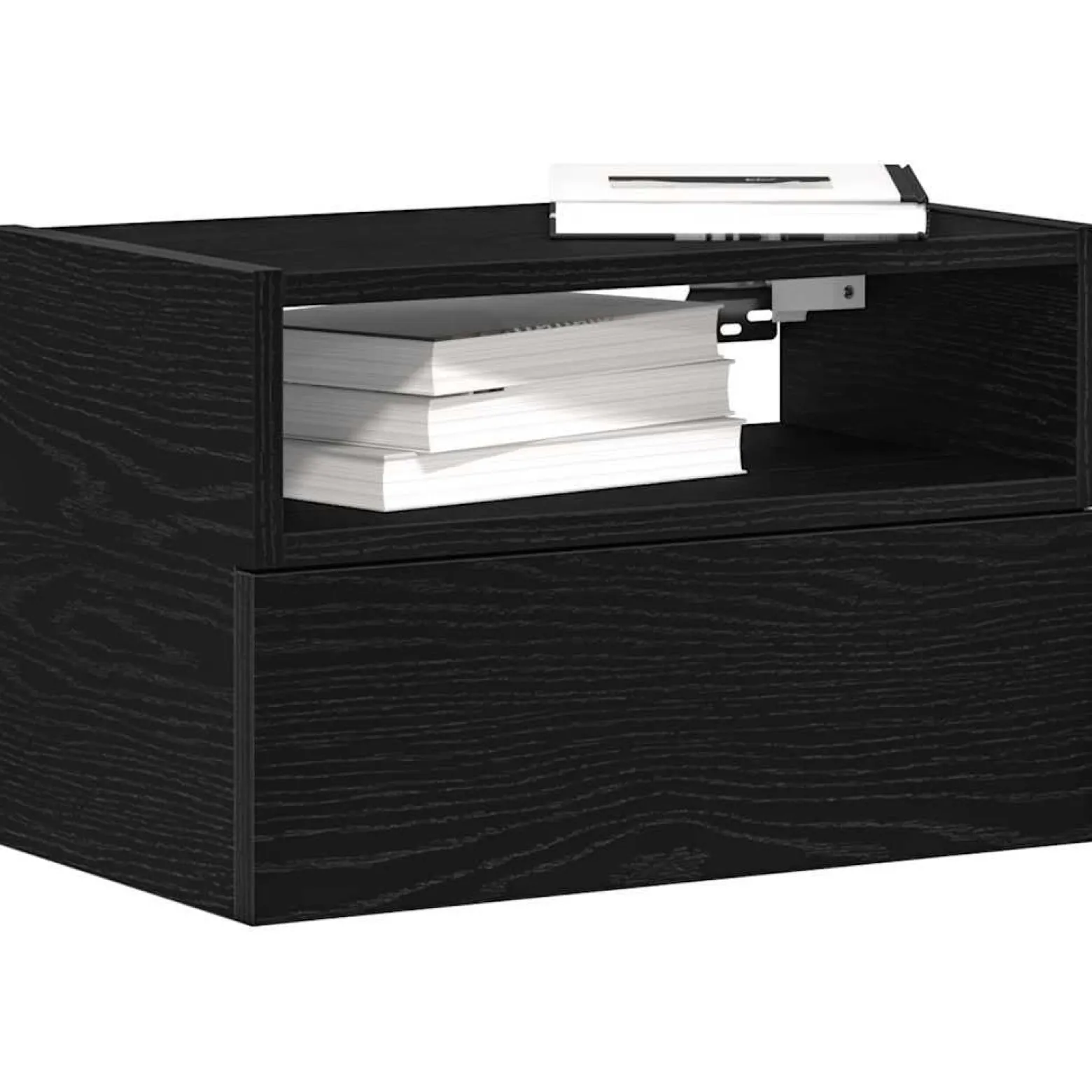 2x Szafka Nocna Stolik Czarna z Szufladą Wisząca Do Sypialni 45x26x28,5 cm