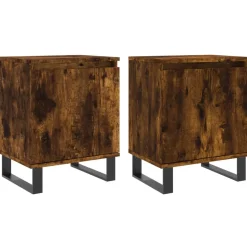 2x Szafka Nocna Stolik Komoda Brązowa z Drzwiami Do Sypialni 40x30x50 cm
