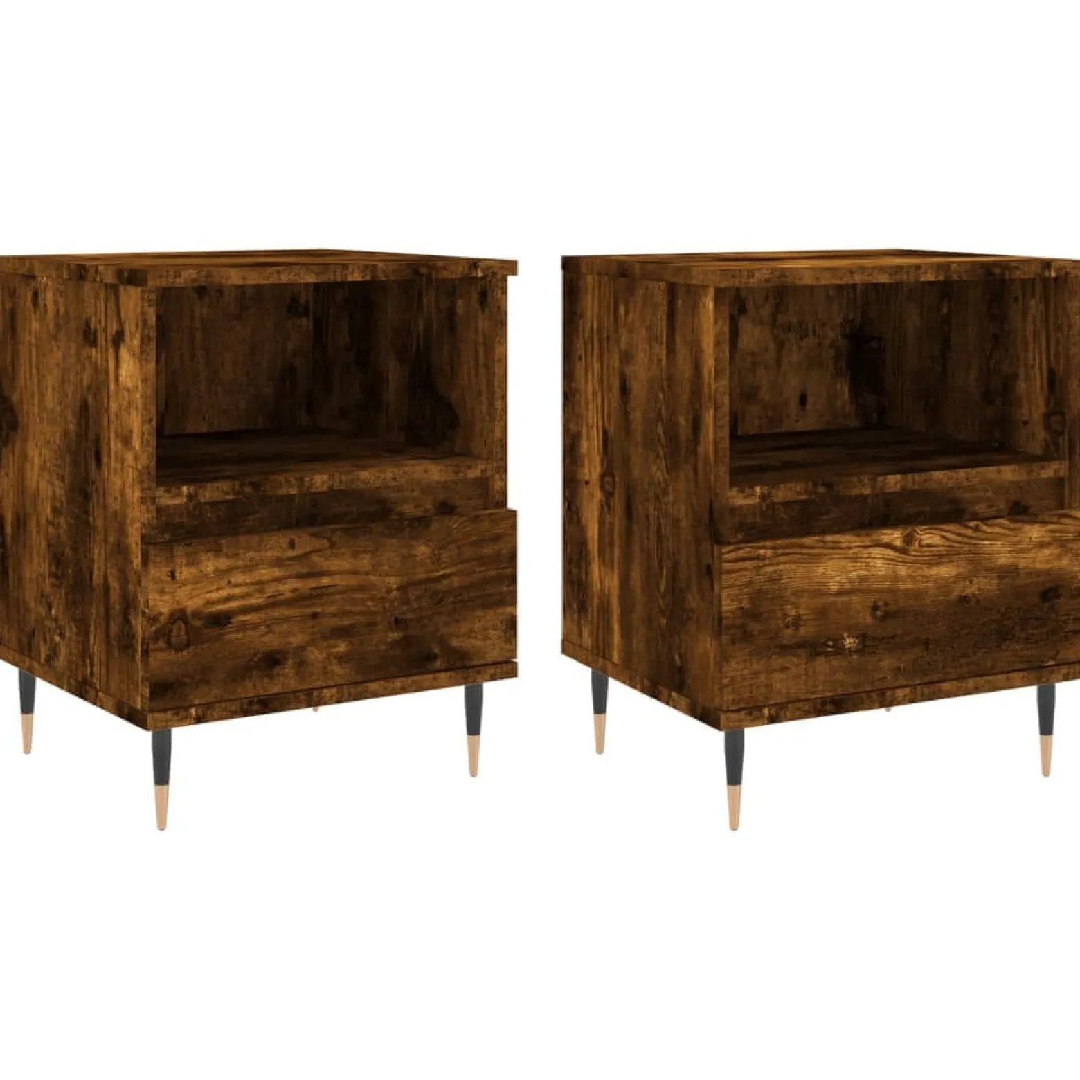 2x Szafka Nocna Stolik Komoda Brązowa z Szufladą Do Sypialni 40x35x50 cm
