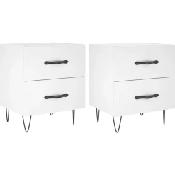 2x Szafka Nocna Stolik Komoda Biała z Szufladą Do Sypialni 40x35x47,5 cm