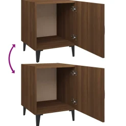 2x Szafka Nocna Stolik Komoda Brązowa z Drzwiami Do Sypialni 40x40x50 cm