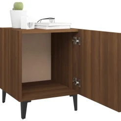 2x Szafka Nocna Stolik Komoda Brązowa z Drzwiami Do Sypialni 40x40x50 cm
