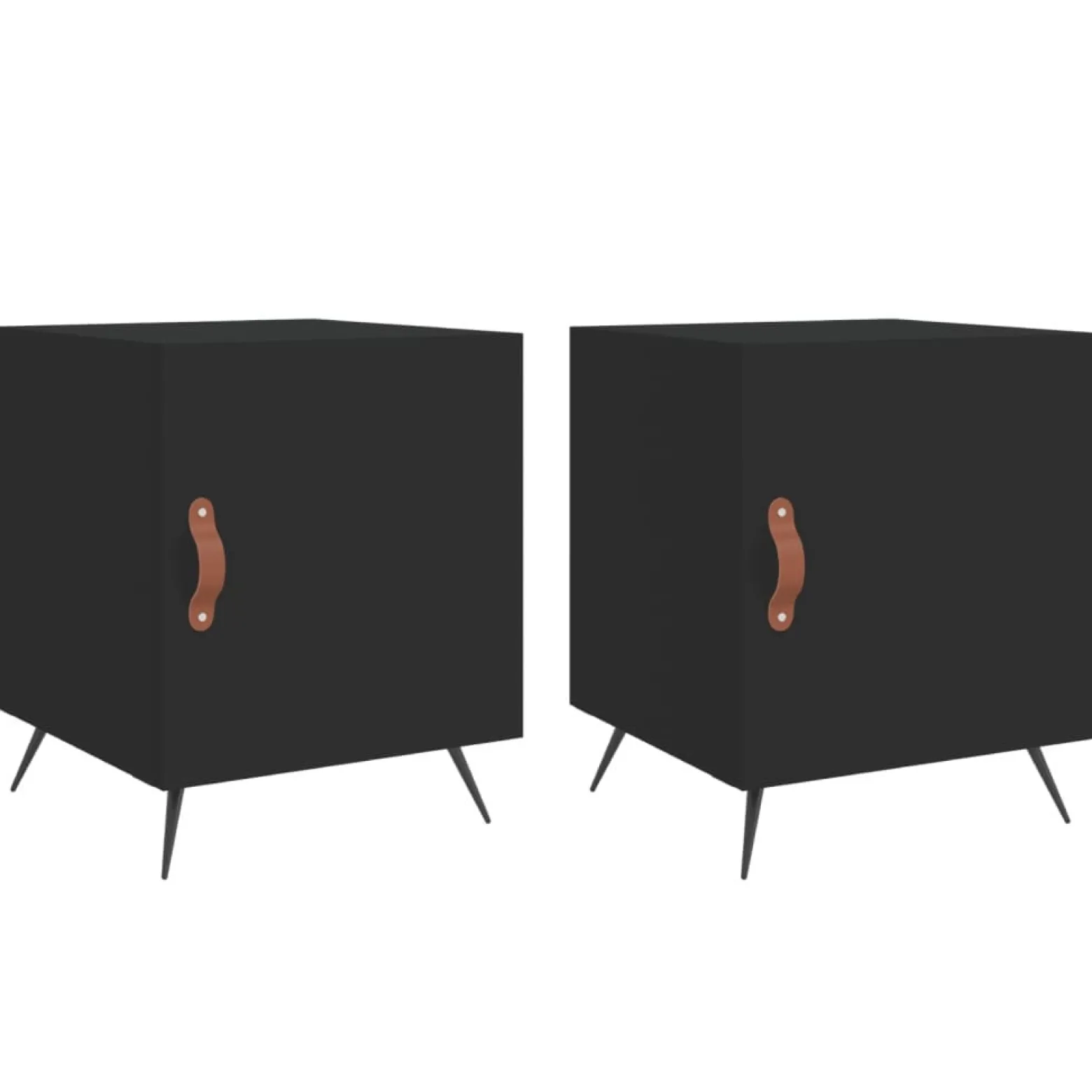2x Szafka Nocna Stolik Komoda Czarna z Drzwiami Do Sypialni 40x40x50 cm