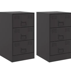 2x Szafka Nocna Stolik Komoda Czarna z Szufladą Do Sypialni 34,5x39x62 cm