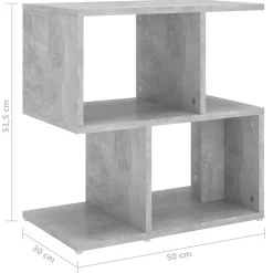 2x Szafka Nocna Stolik Komoda Szara Do Sypialni 50x30x51,5 cm