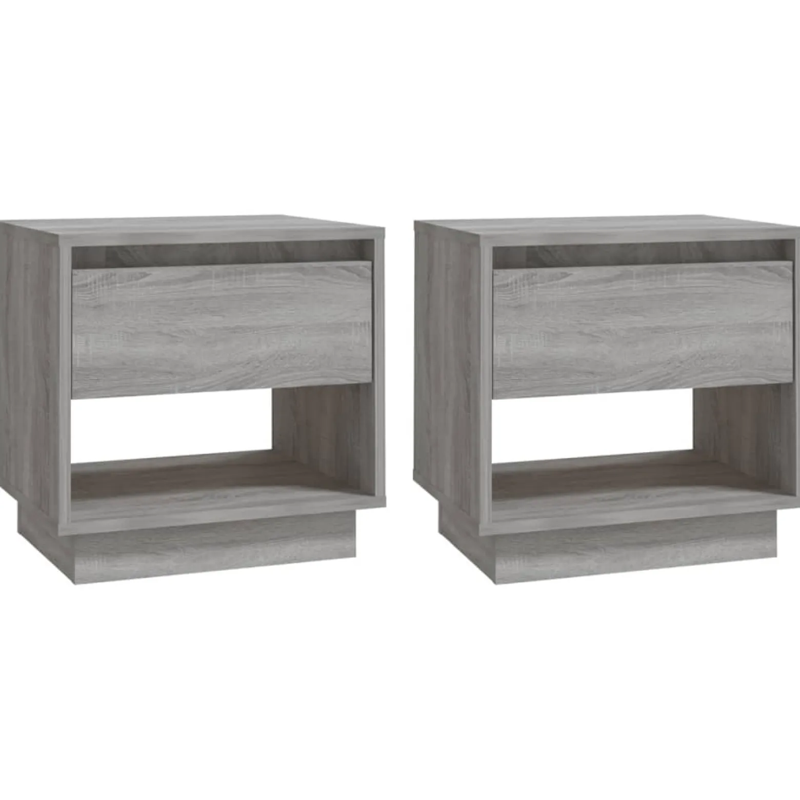 2x Szafka Nocna Stolik Komoda Szara z Szufladą Do Sypialni 45x34x44 cm