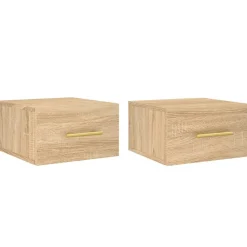 2x Szafka Nocna Wisząca Brąz Komoda Stolik Nocny Do Sypialni 35x35x20 cm
