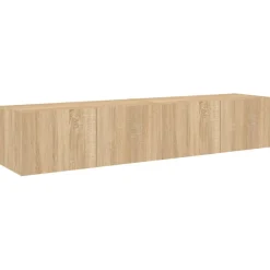 2x Szafka RTV Wisząca Stolik Półka Brązowa LED 80x35x31 cm
