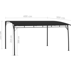 Zadaszenie ogrodowe Antracyt 4 x 3 x 2.55 m Poliester vidaXL