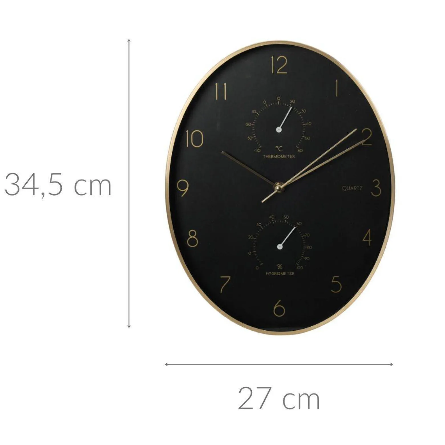 Zegar ścienny Alu z termometrem i higrometrem