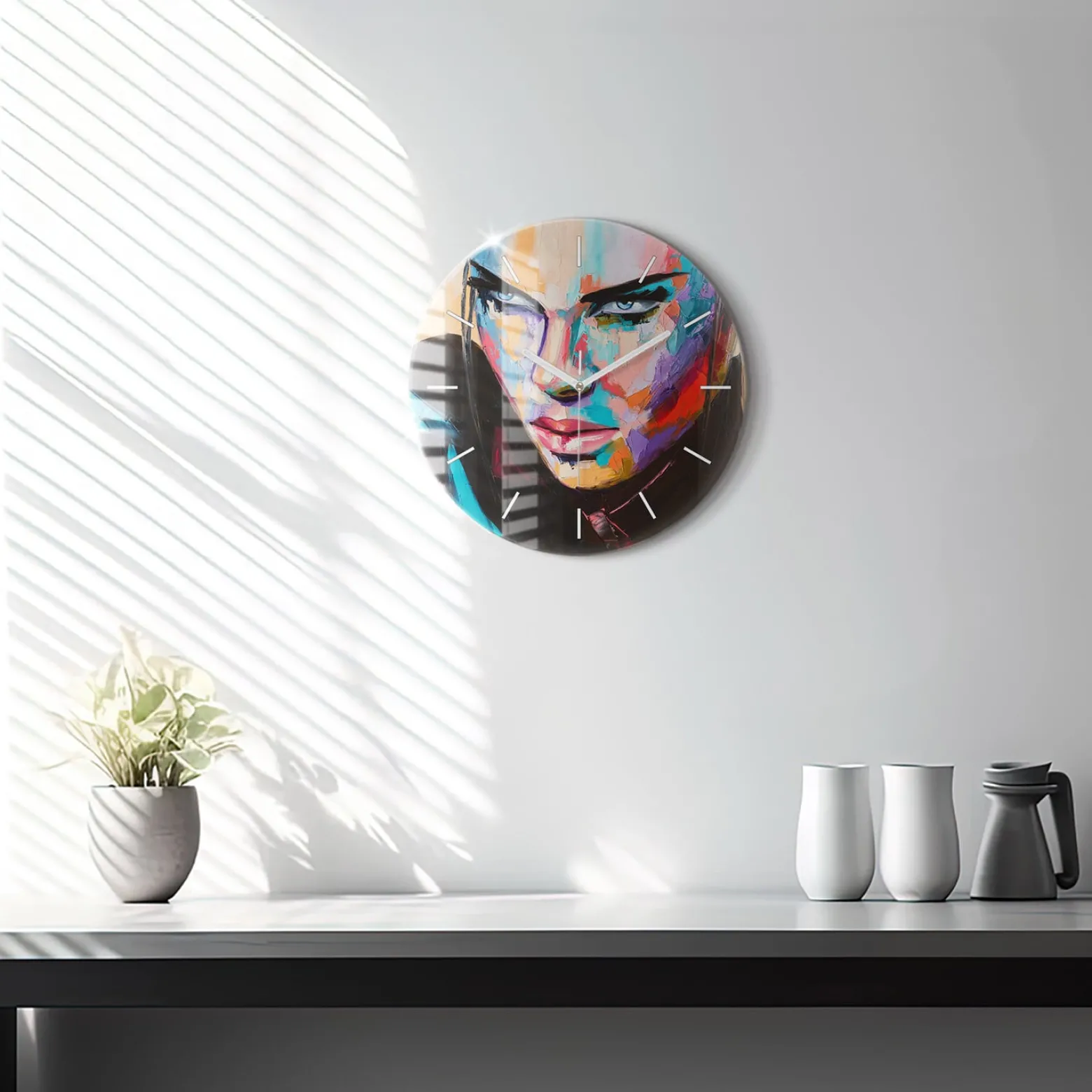 Zegar ścienny dekoracyjny cichy Portret kobiety fi30