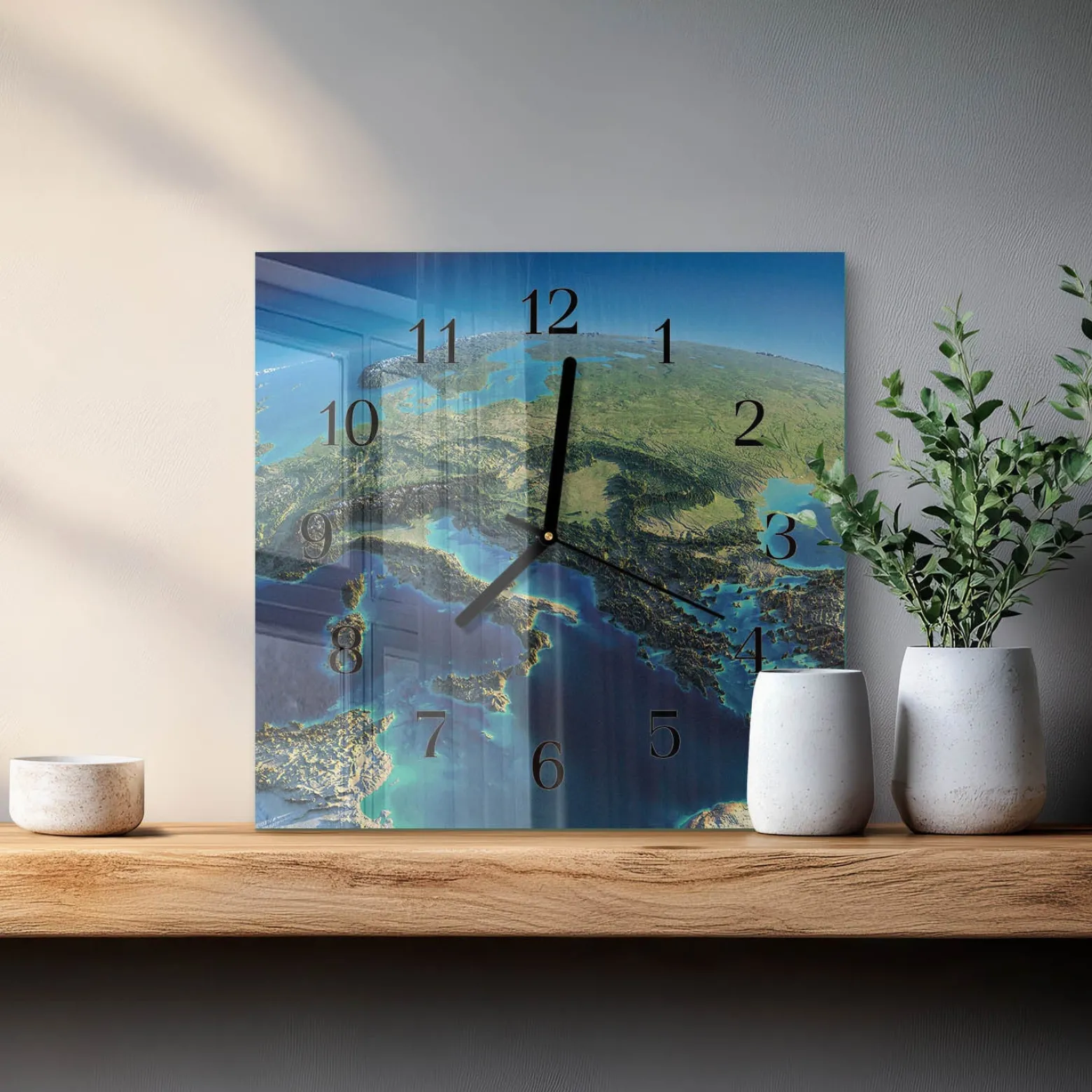 Zegar do kuchni 30x30 Ziemia design na ścianę
