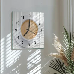Zegar kawiarnia 30x30 Filiżanka Kawy espresso napój ziarna brąz
