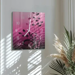 Zegar kwadratowy 30x30 Sztuka Kwiatowa bukiet rośliny ogród art