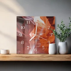Zegar na ścianę 30x30 Jaskinia szklany ścienny