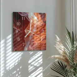 Zegar na ścianę 30x30 Jaskinia szklany ścienny