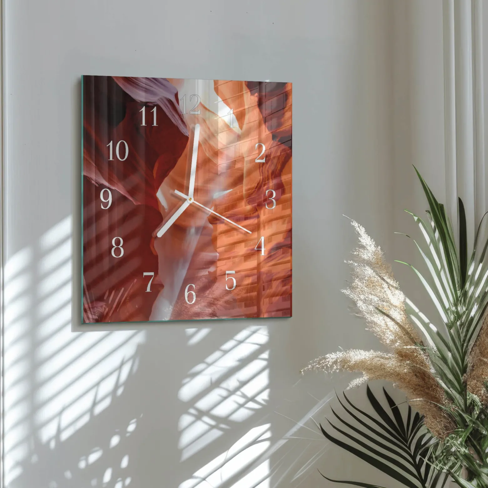 Zegar na ścianę 30x30 Jaskinia szklany ścienny