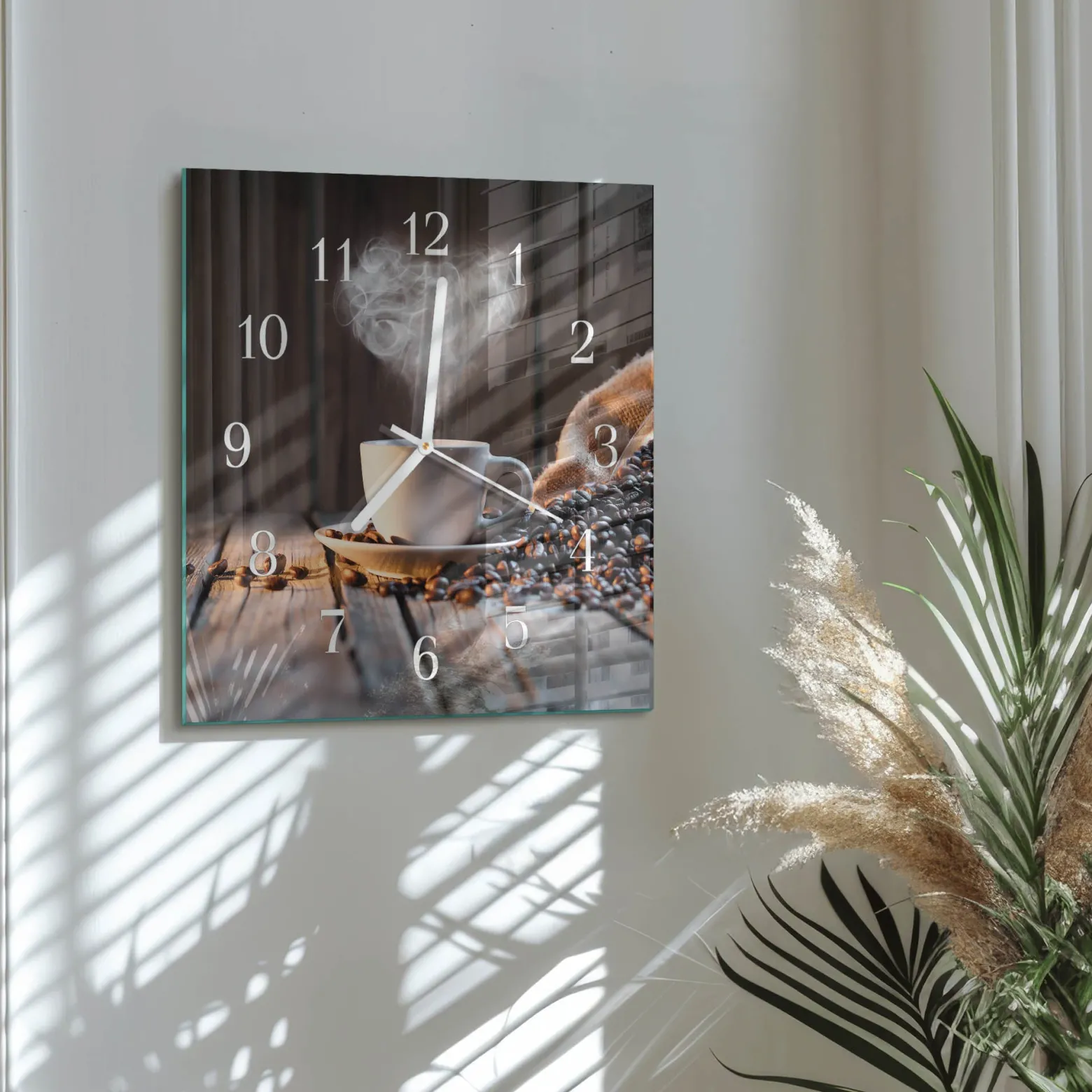 Zegar nowoczesny 30x30 Kawa miłość design na ścianę