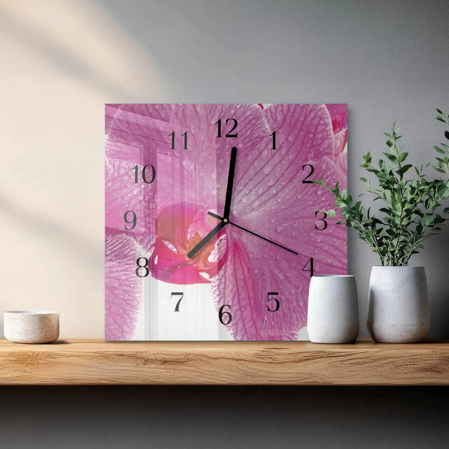 Zegar premium 30x30 Orchidea dekoracyjny na ścianę