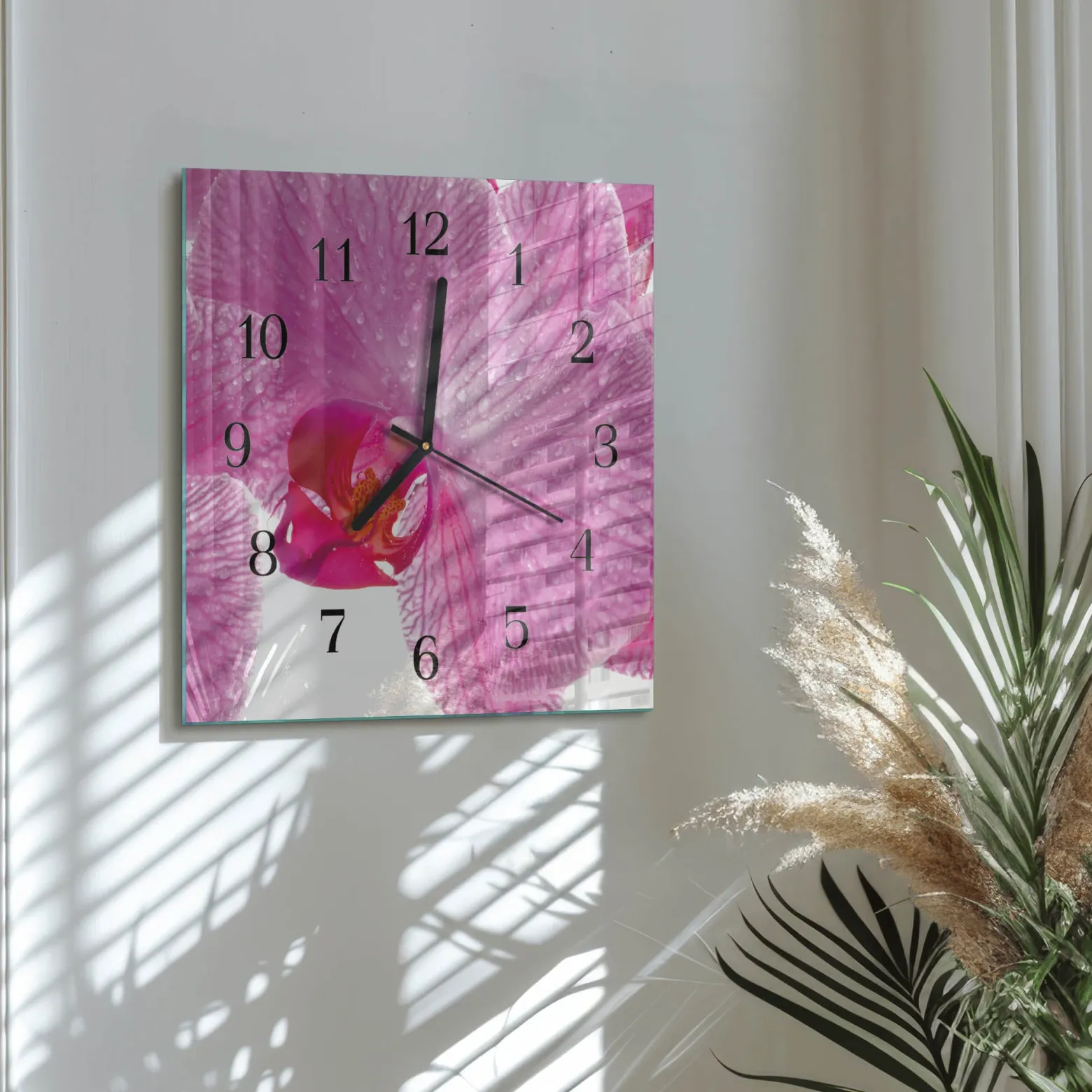 Zegar premium 30x30 Orchidea dekoracyjny na ścianę