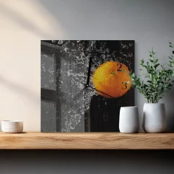 Zegar premium 30x30 Pomarańczowy nowoczesny do salonu
