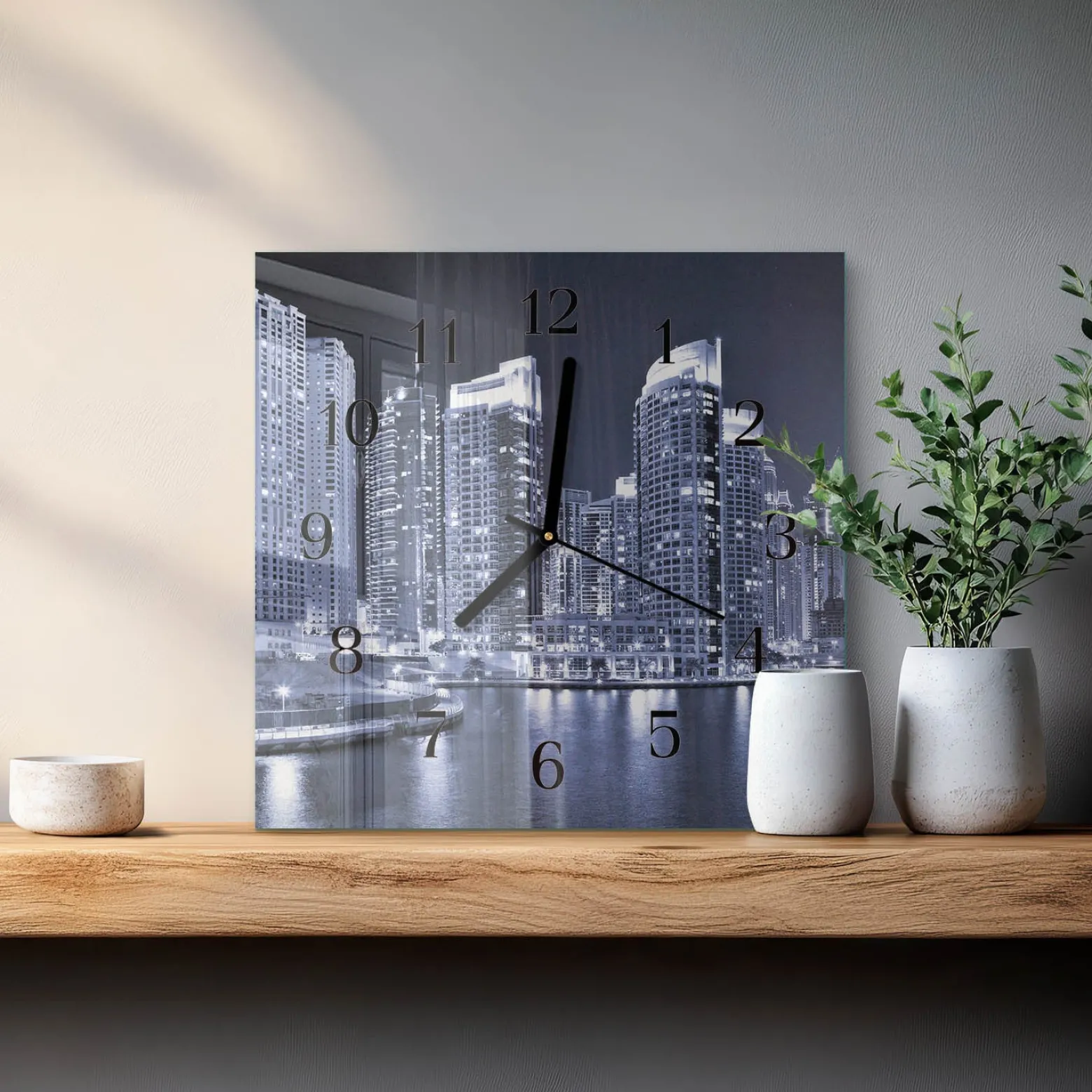 Zegar płynący 30x30 Horyzont design na ścianę
